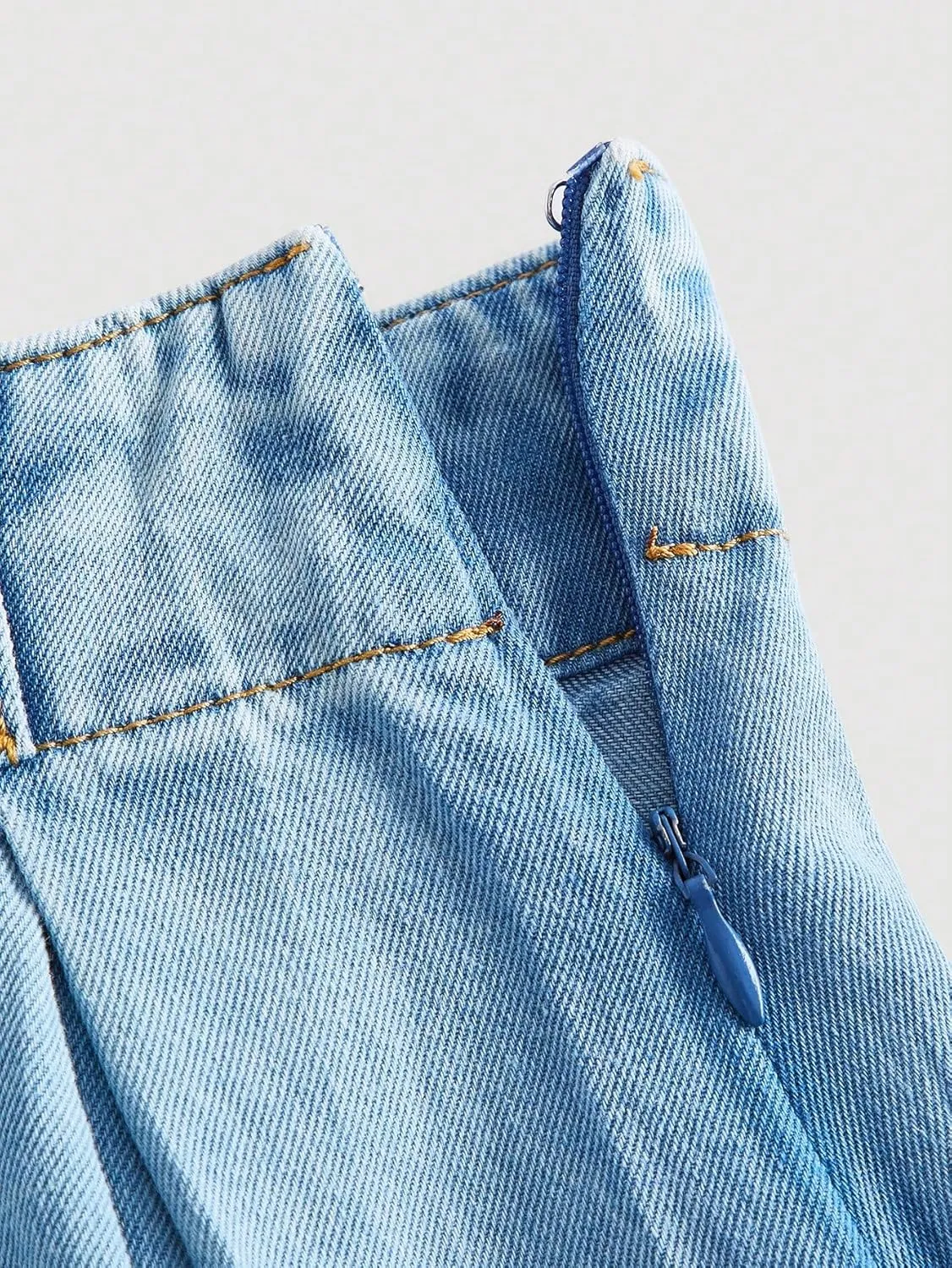 SweatyRocks Women's Casual Ruffle Pleated Denim Skirt Raw Hem Short A Line Jean Skirts