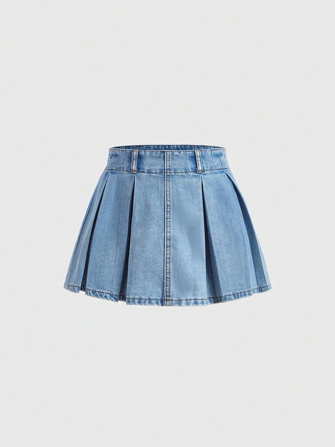SweatyRocks Women's Casual Ruffle Pleated Denim Skirt Raw Hem Short A Line Jean Skirts