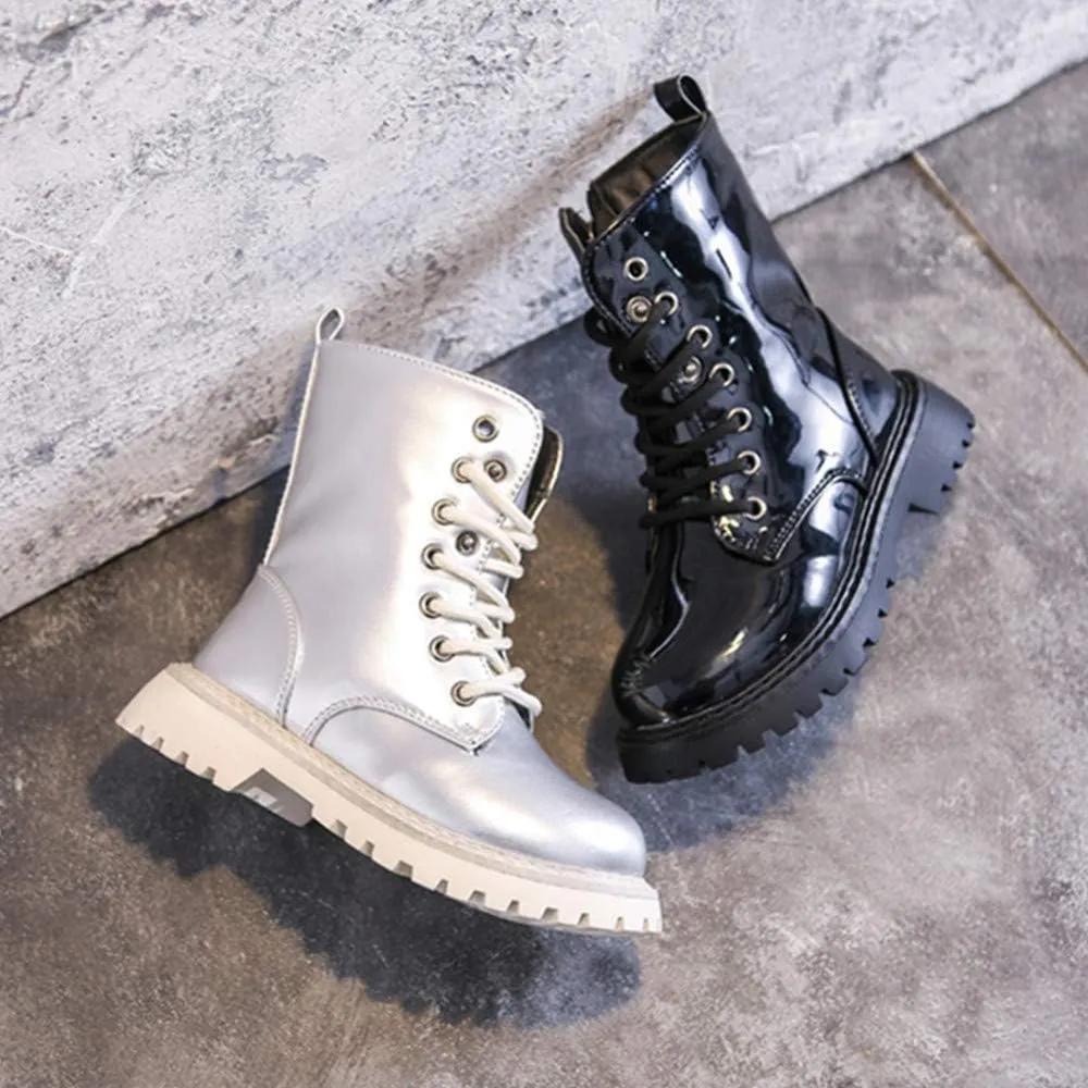 TangDao Kid Baby Girls Fashion Lace Up Leather Ankle Boots Detachable Butterfly Wings Side Zipper Outdoor Warm Short Snow Waterproof Boots for girls