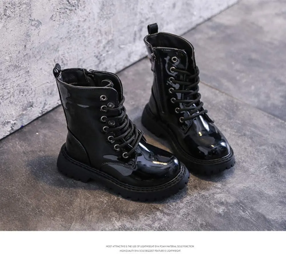 TangDao Kid Baby Girls Fashion Lace Up Leather Ankle Boots Detachable Butterfly Wings Side Zipper Outdoor Warm Short Snow Waterproof Boots for girls