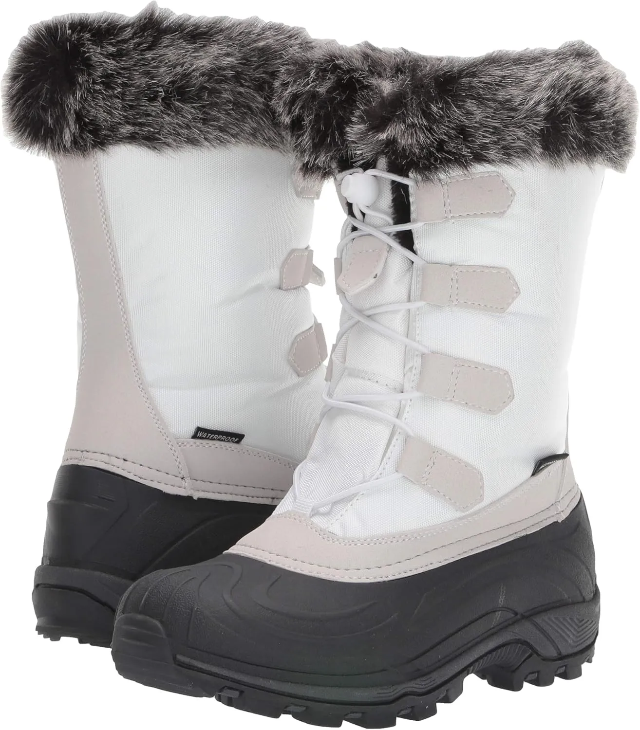 TECS 10" Womens Mid Calf Waterproof Winter Snow Boots Warm Faux Fur Lined Lightweight, Insulated, Anti Slip