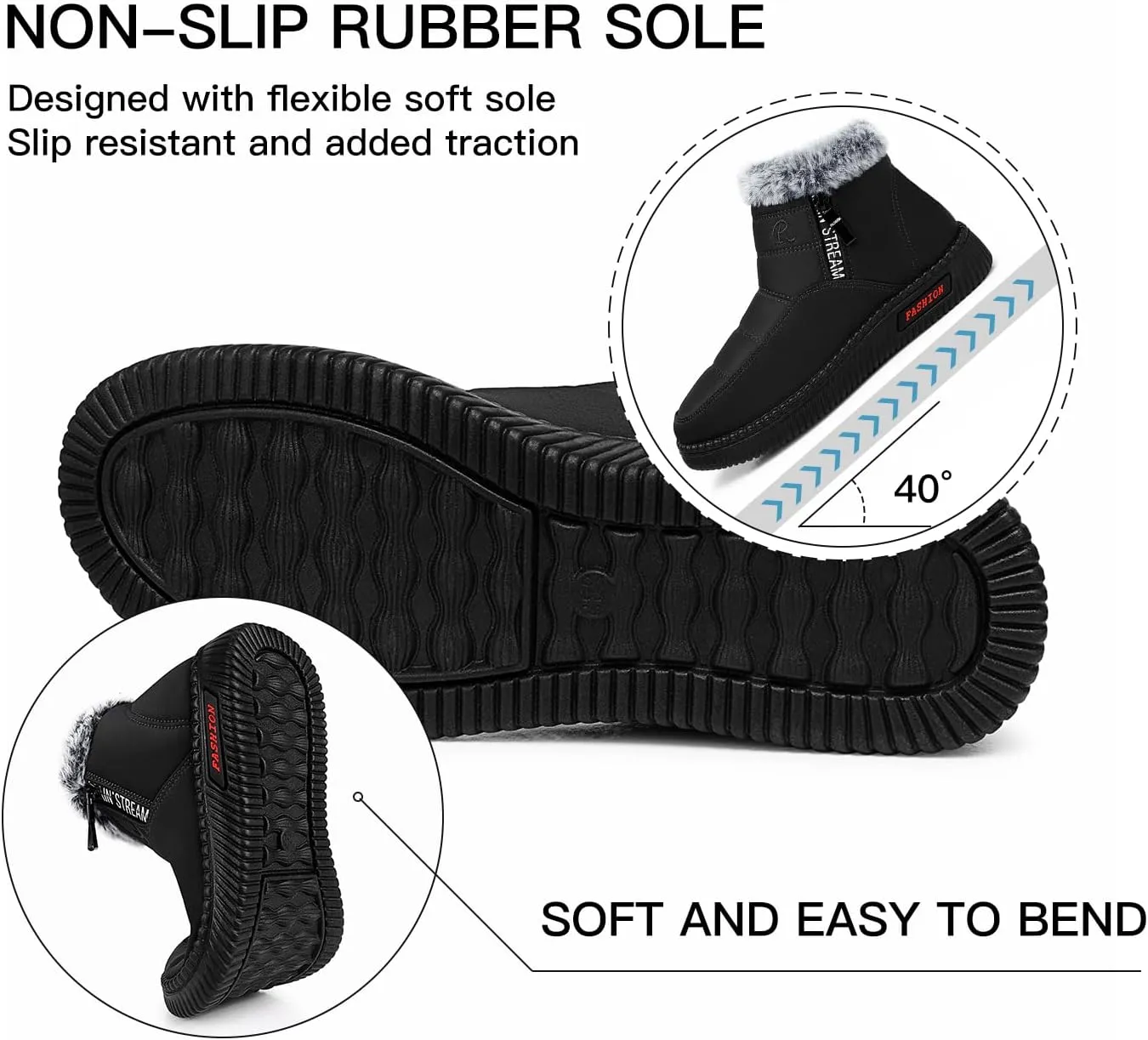 TEMOFON Womens Snow Boots Winter Warm Ankle Boots Waterproof Outdoor Fur Lined Shoes for Women