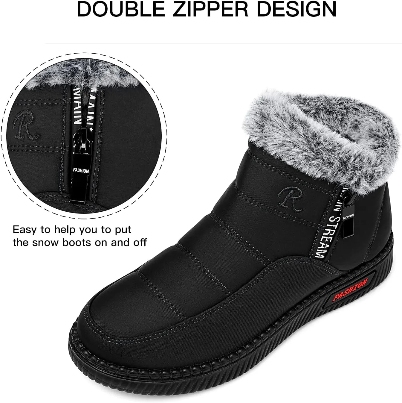 TEMOFON Womens Snow Boots Winter Warm Ankle Boots Waterproof Outdoor Fur Lined Shoes for Women