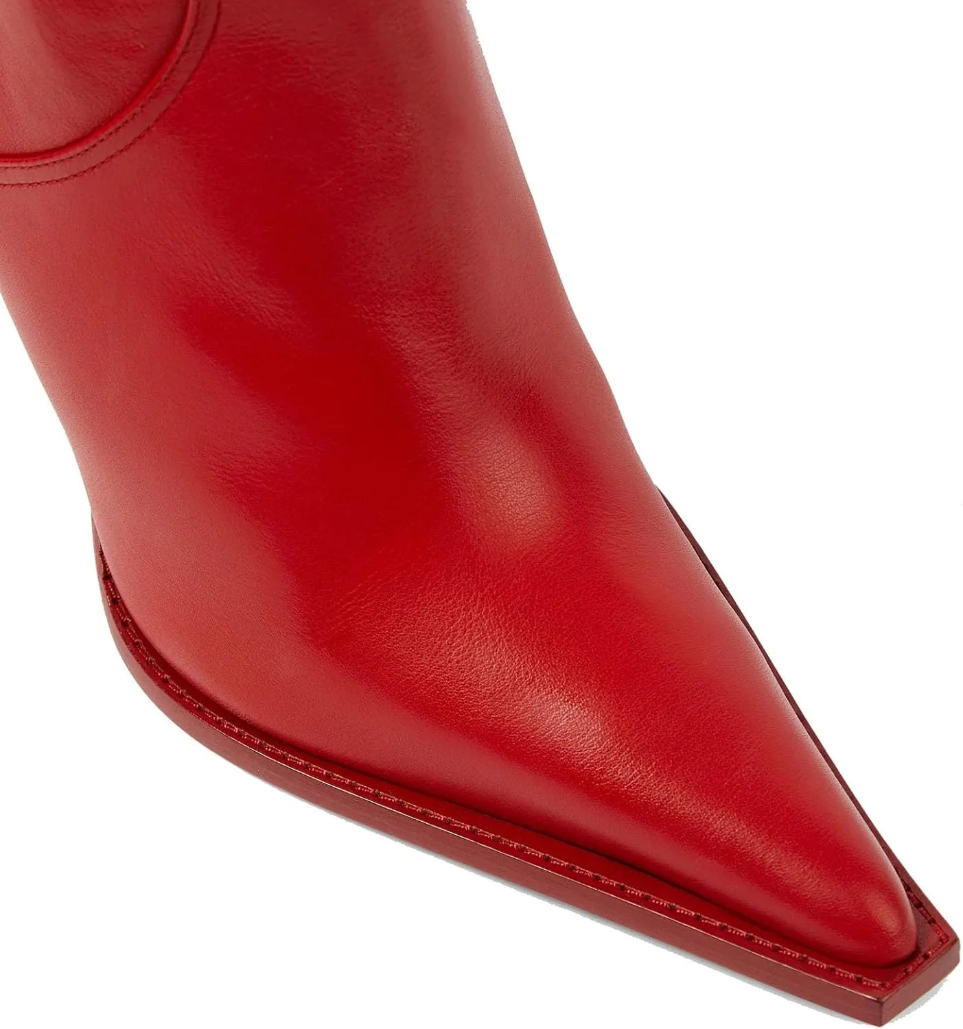 THESHY Womens Pointed Toe Knee-high Boots Leather Cone Chunky High Heel Western Boot Side Zip Fashion Party Dress Bootie for Women