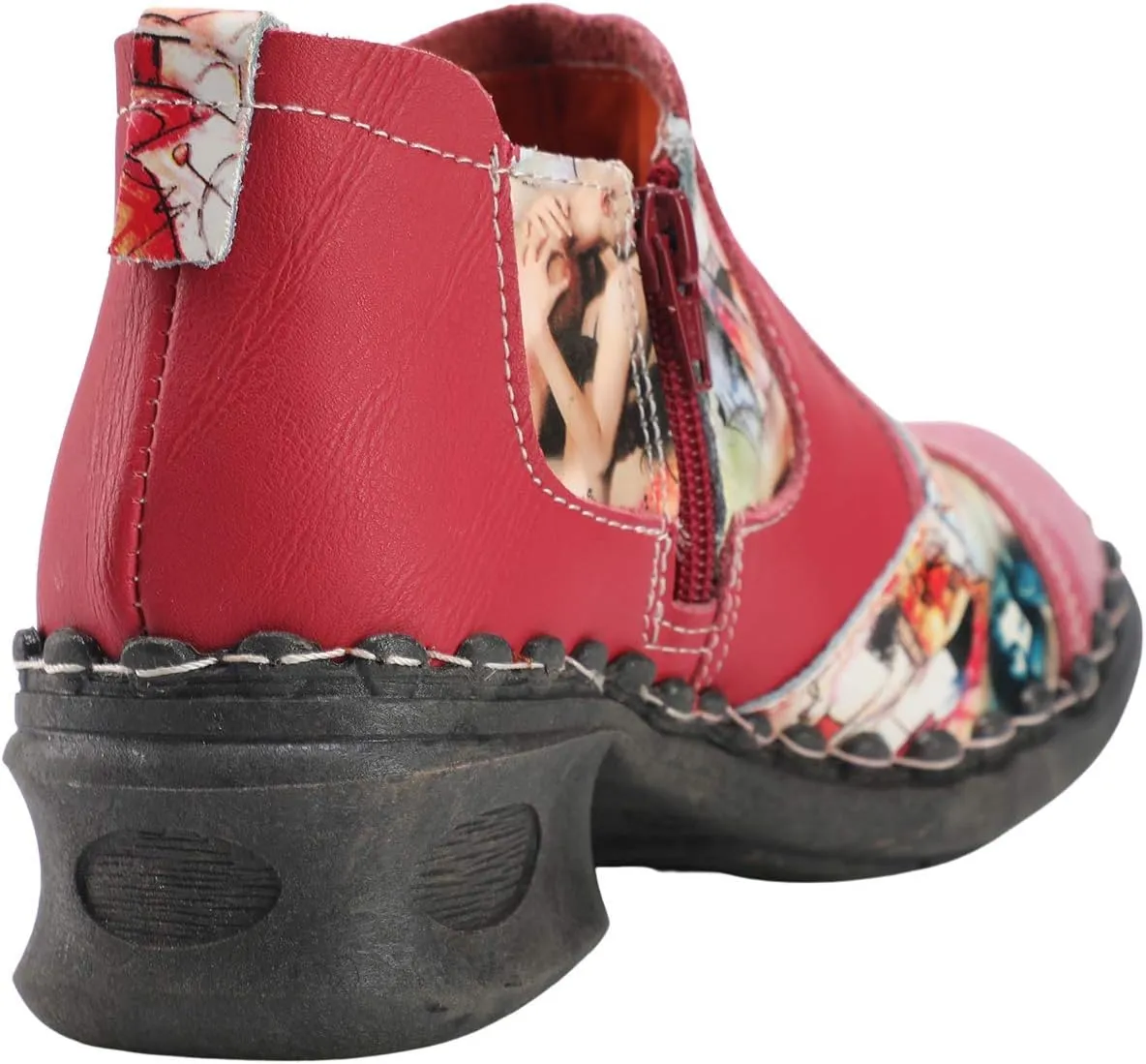 TMA EYES Women's Leather Ankle Booties Casual Shoes Pull on with Zipper for Outdoor