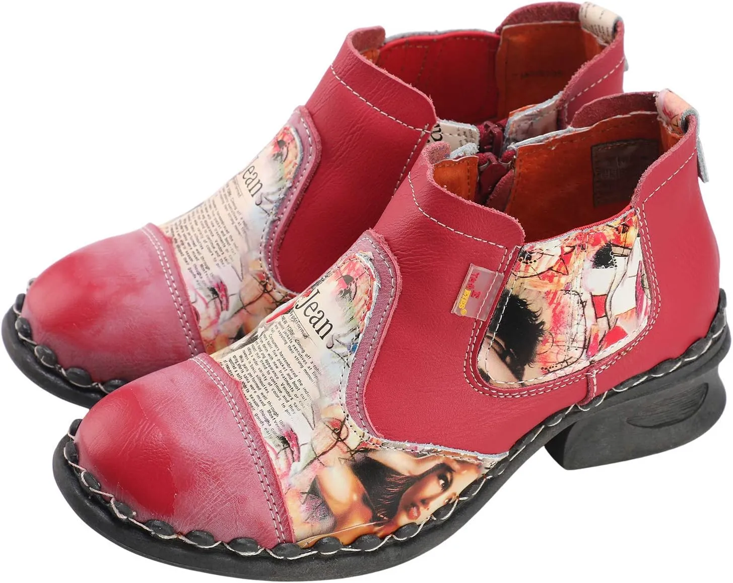 TMA EYES Women's Leather Ankle Booties Casual Shoes Pull on with Zipper for Outdoor
