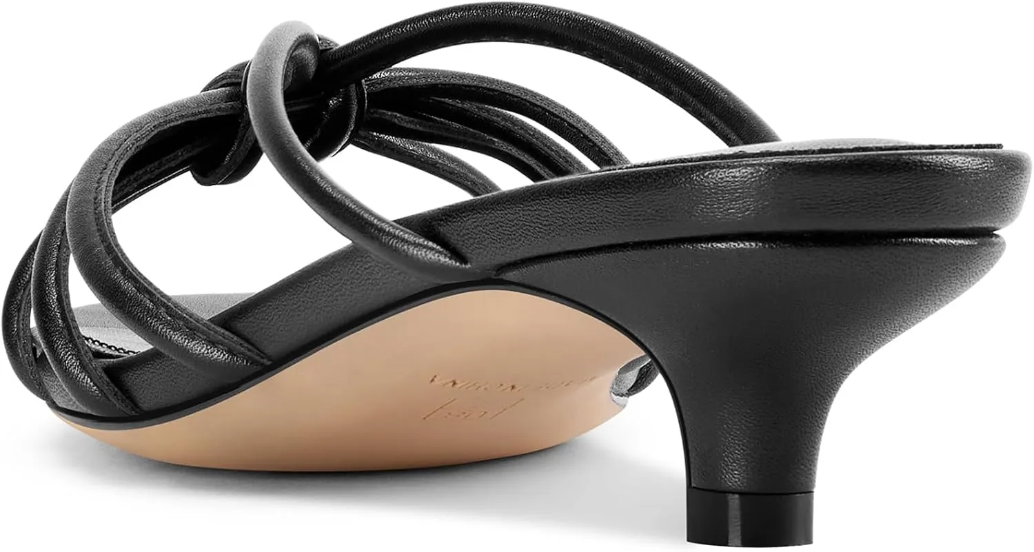TNYNFBEB Womens Sandals Mules Low Kitten Heel Open Toe Shoes Slip-on Slingback Prom Party Dress Summer 1.4 Inches Heels