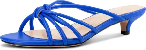 TNYNFBEB Womens Sandals Mules Low Kitten Heel Open Toe Shoes Slip-on Slingback Prom Party Dress Summer 1.4 Inches Heels
