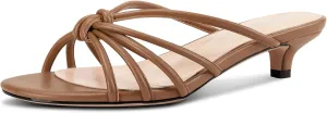 TNYNFBEB Womens Sandals Mules Low Kitten Heel Open Toe Shoes Slip-on Slingback Prom Party Dress Summer 1.4 Inches Heels