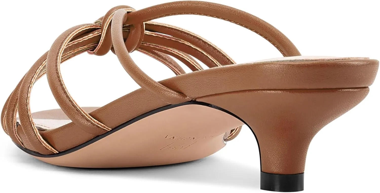 TNYNFBEB Womens Sandals Mules Low Kitten Heel Open Toe Shoes Slip-on Slingback Prom Party Dress Summer 1.4 Inches Heels