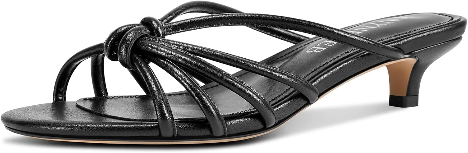TNYNFBEB Womens Sandals Mules Low Kitten Heel Open Toe Shoes Slip-on Slingback Prom Party Dress Summer 1.4 Inches Heels