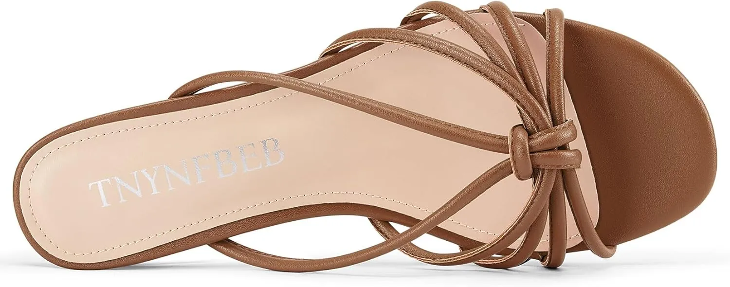 TNYNFBEB Womens Sandals Mules Low Kitten Heel Open Toe Shoes Slip-on Slingback Prom Party Dress Summer 1.4 Inches Heels