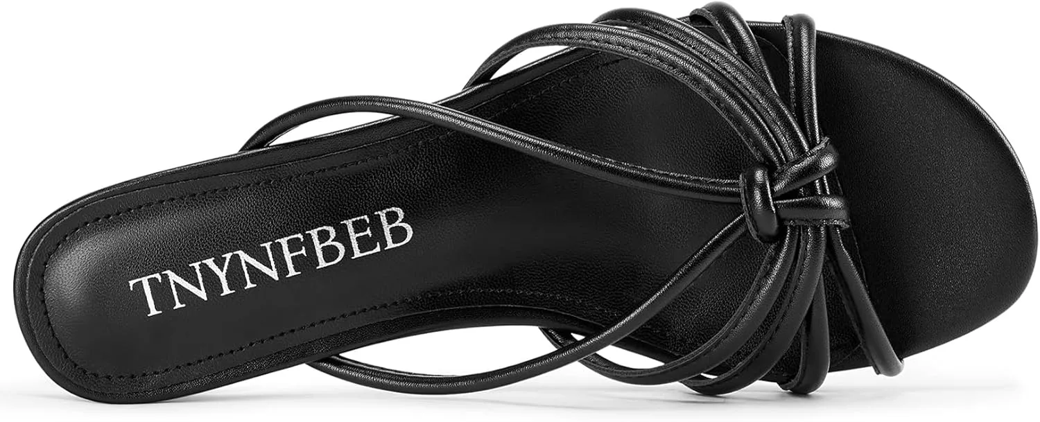 TNYNFBEB Womens Sandals Mules Low Kitten Heel Open Toe Shoes Slip-on Slingback Prom Party Dress Summer 1.4 Inches Heels