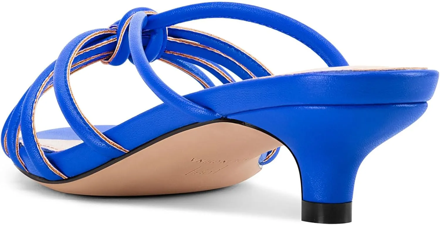 TNYNFBEB Womens Sandals Mules Low Kitten Heel Open Toe Shoes Slip-on Slingback Prom Party Dress Summer 1.4 Inches Heels