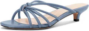 TNYNFBEB Womens Sandals Mules Low Kitten Heel Open Toe Shoes Slip-on Slingback Prom Party Dress Summer 1.4 Inches Heels