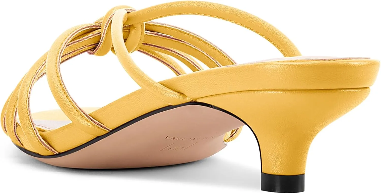 TNYNFBEB Womens Sandals Mules Low Kitten Heel Open Toe Shoes Slip-on Slingback Prom Party Dress Summer 1.4 Inches Heels