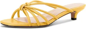 TNYNFBEB Womens Sandals Mules Low Kitten Heel Open Toe Shoes Slip-on Slingback Prom Party Dress Summer 1.4 Inches Heels