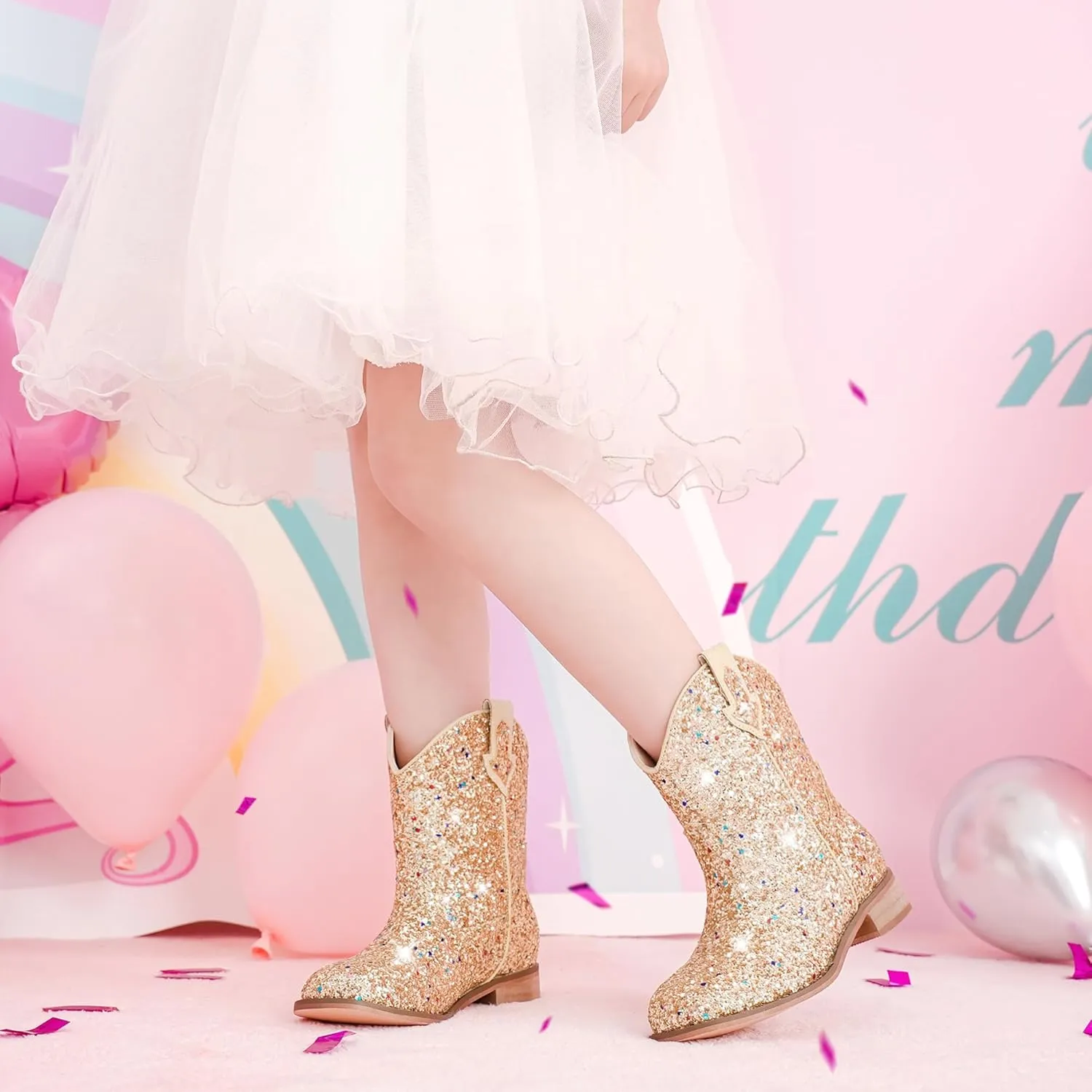 Toddler Girls Cowgirl Boots Western Glitter Cowboy Boot Ankle Boots Little Kids Big Kid Horse Riding Shoes Party Birthday Dress Up