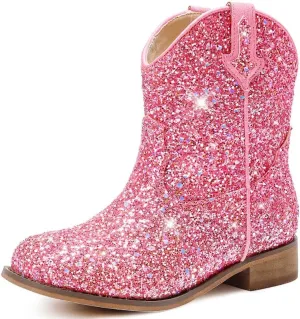 Toddler Girls Cowgirl Boots Western Glitter Cowboy Boot Ankle Boots Little Kids Big Kid Horse Riding Shoes Party Birthday Dress Up