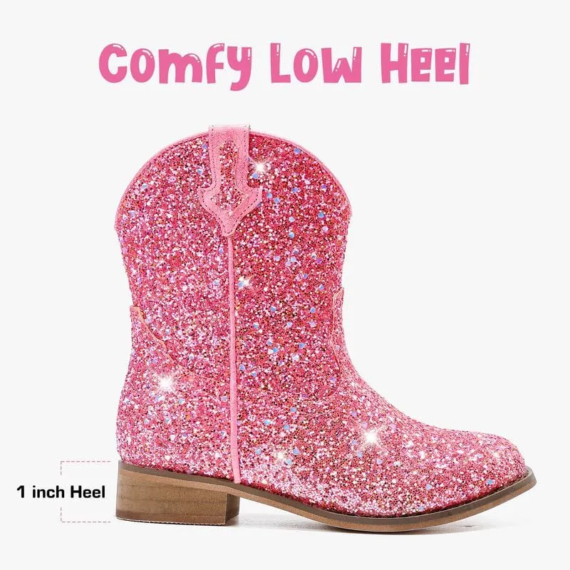 Toddler Girls Cowgirl Boots Western Glitter Cowboy Boot Ankle Boots Little Kids Big Kid Horse Riding Shoes Party Birthday Dress Up