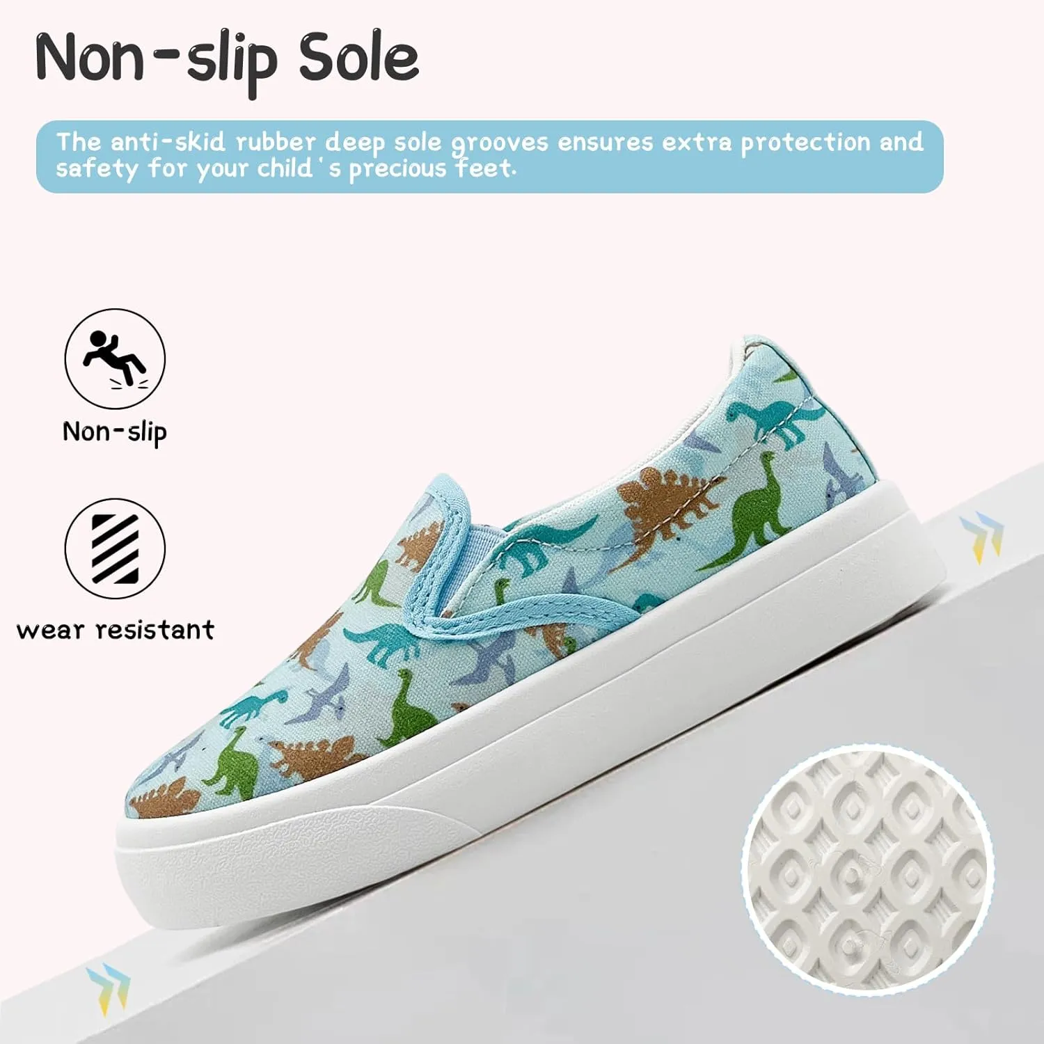 Toddler Shoes for Girls Boys Slip On Canvas Sneakers Lightweight Breathable Cartoon Low Top Kids Casual Walking Shoes