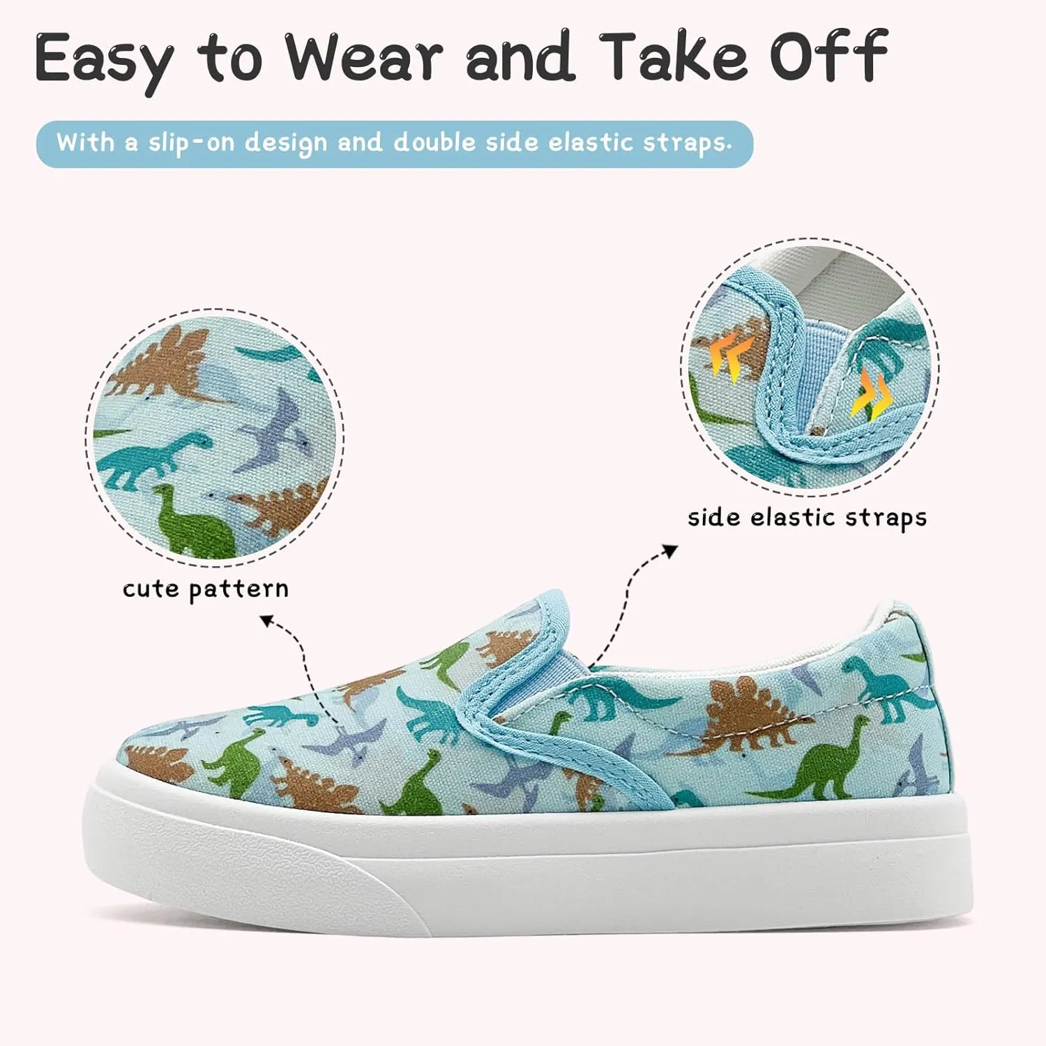 Toddler Shoes for Girls Boys Slip On Canvas Sneakers Lightweight Breathable Cartoon Low Top Kids Casual Walking Shoes