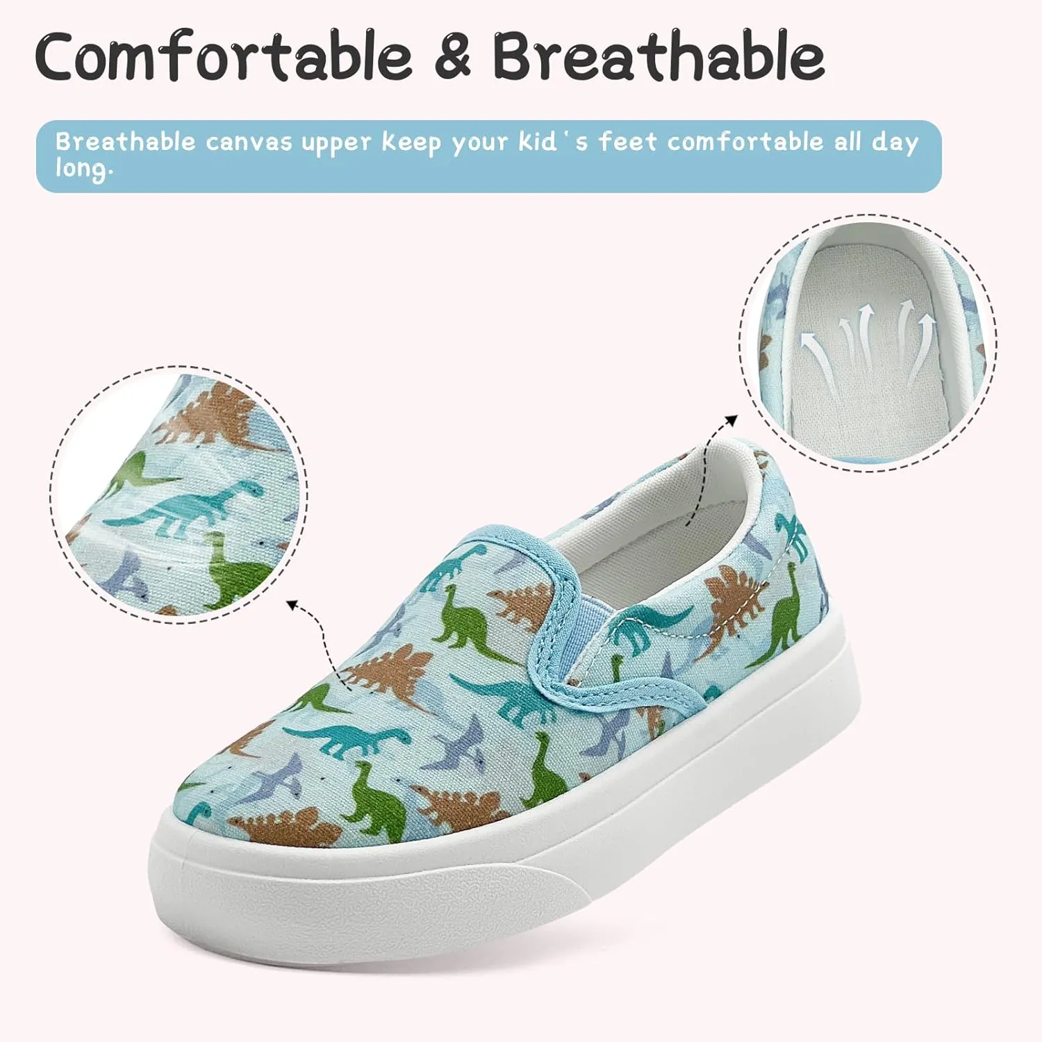 Toddler Shoes for Girls Boys Slip On Canvas Sneakers Lightweight Breathable Cartoon Low Top Kids Casual Walking Shoes