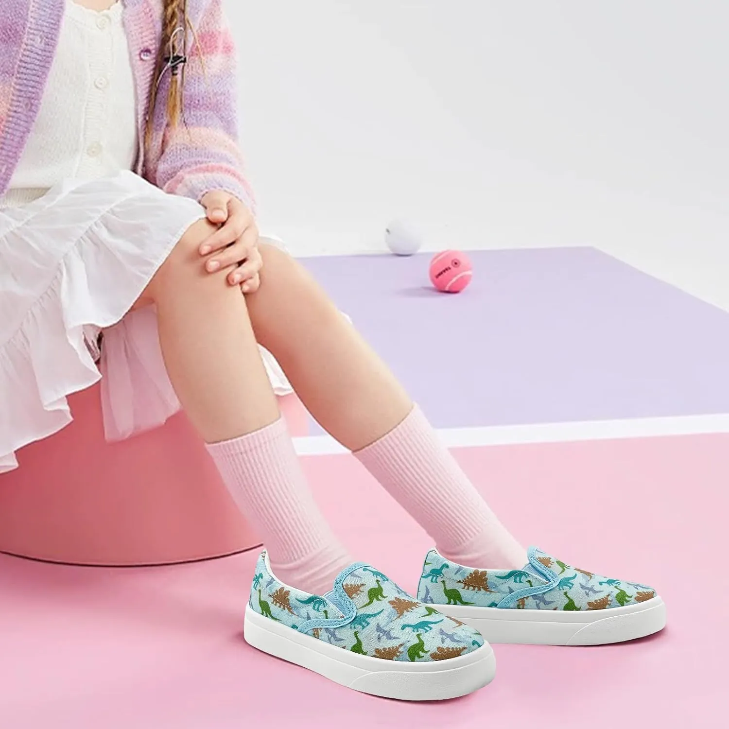 Toddler Shoes for Girls Boys Slip On Canvas Sneakers Lightweight Breathable Cartoon Low Top Kids Casual Walking Shoes