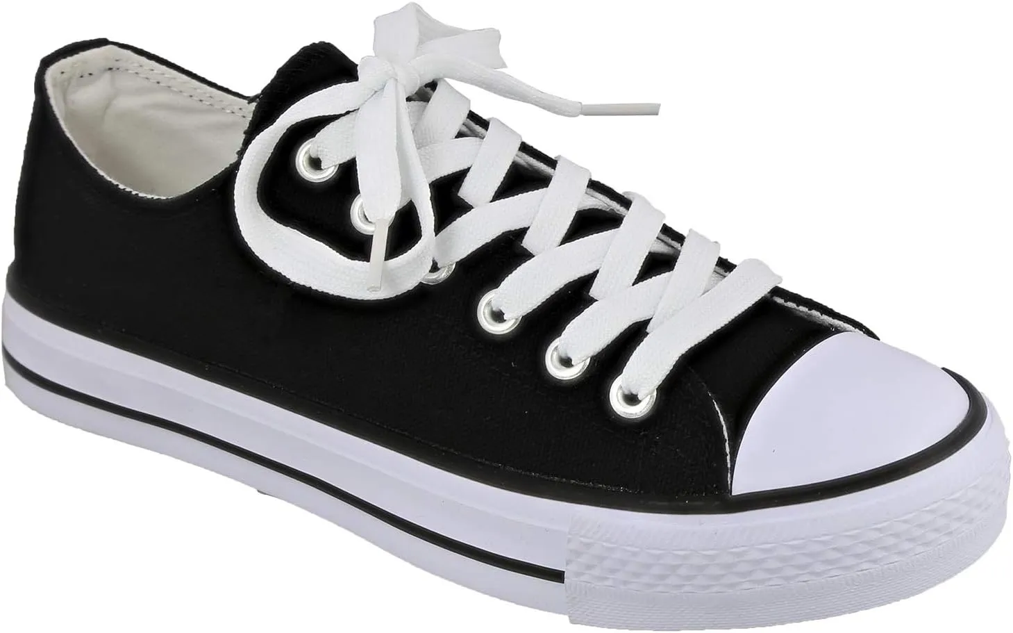 Top Moda Women's Canvas Low Cut Top Lace Up Flat Slip On Sneakers