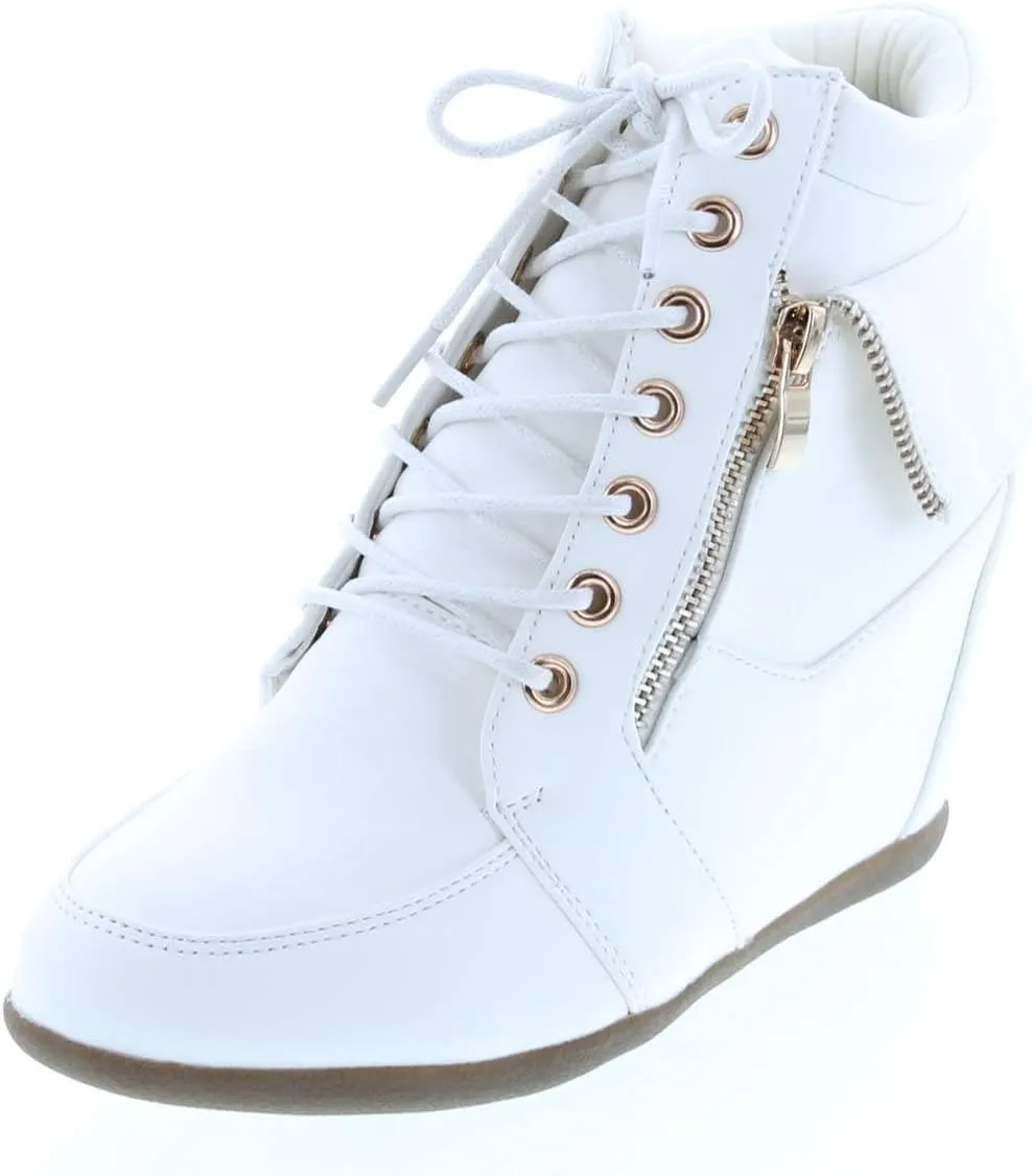 TOP Moda Womens Peter-1 Fashion Wedge Sneakers