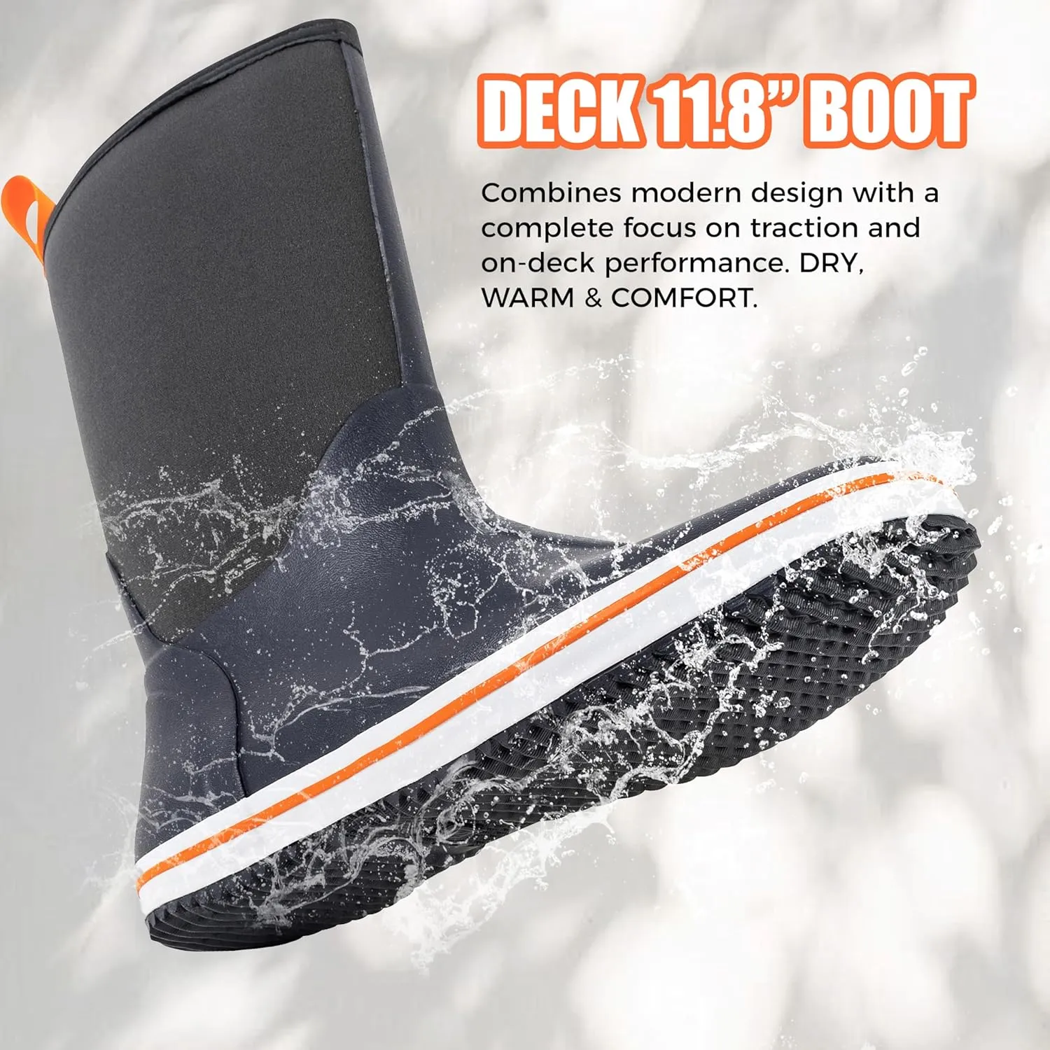 Ubon Rubber Rain Boots for Men Mid Calf Waterproof Fishing Garden Work Deck Boots Non Slip