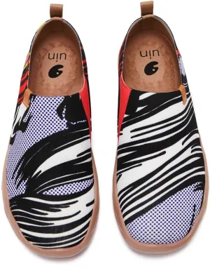 UIN Men's Casual Walking Travel Shoes Slip On Knitted Loafers Lightweight Comfort Air Painted Flats Barcelona