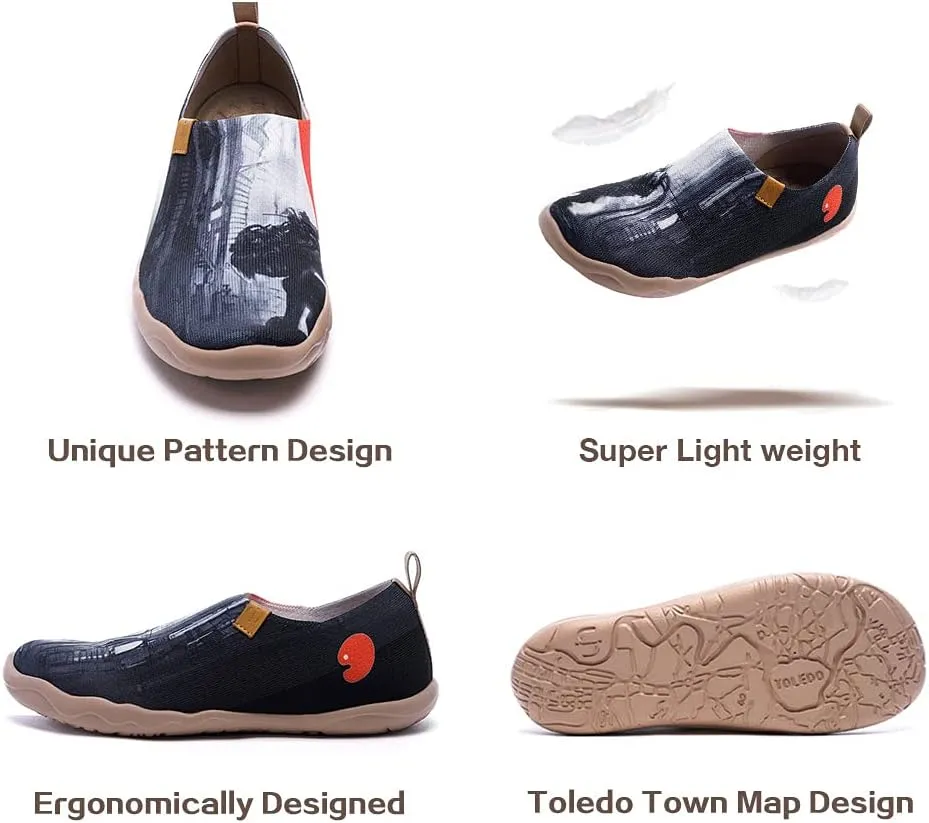 UIN Men's Loafers Lightweight Knitted Sneakers Walking Casual Slip Ons Funny Style Art Painted Travel Shoes