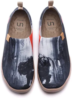UIN Men's Loafers Lightweight Knitted Sneakers Walking Casual Slip Ons Funny Style Art Painted Travel Shoes