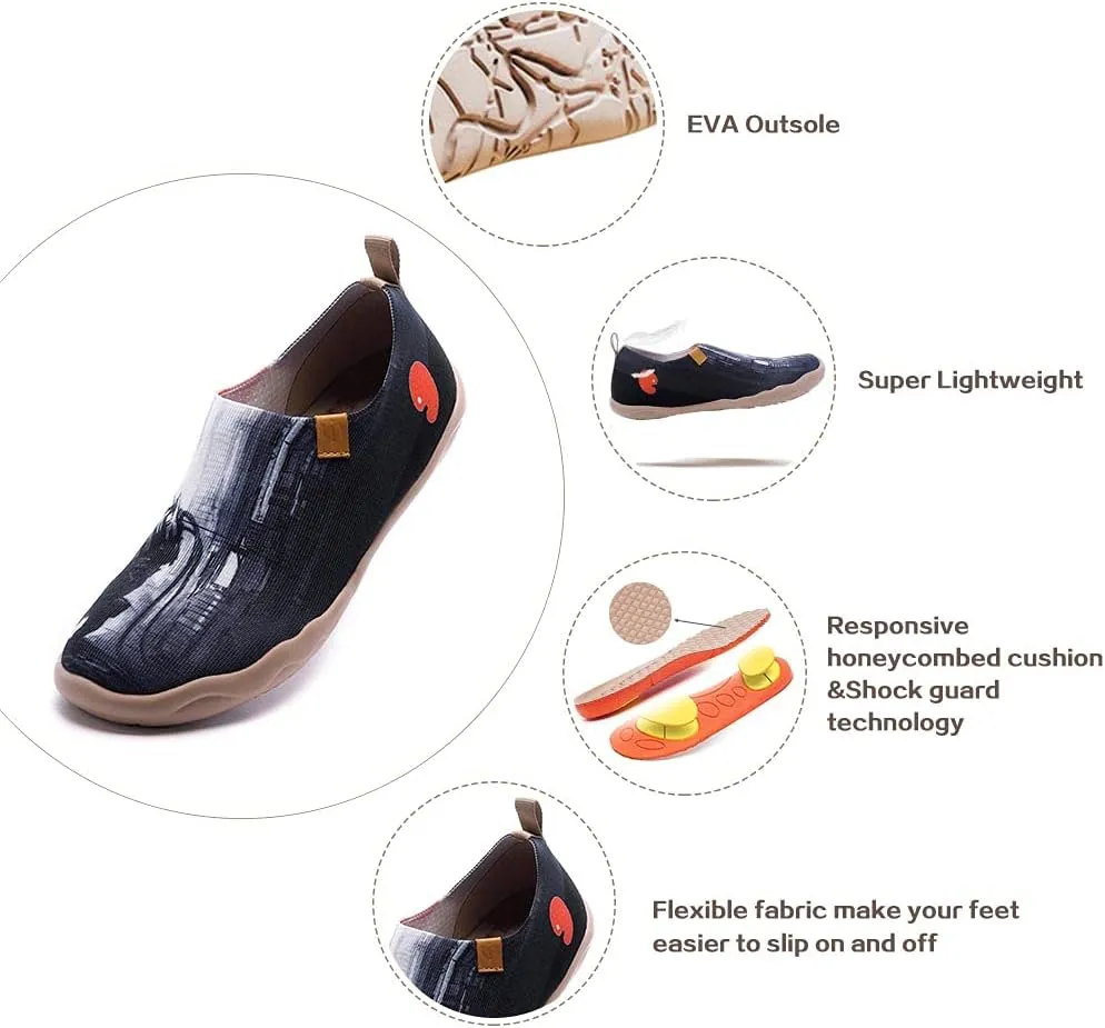 UIN Men's Loafers Lightweight Knitted Sneakers Walking Casual Slip Ons Funny Style Art Painted Travel Shoes