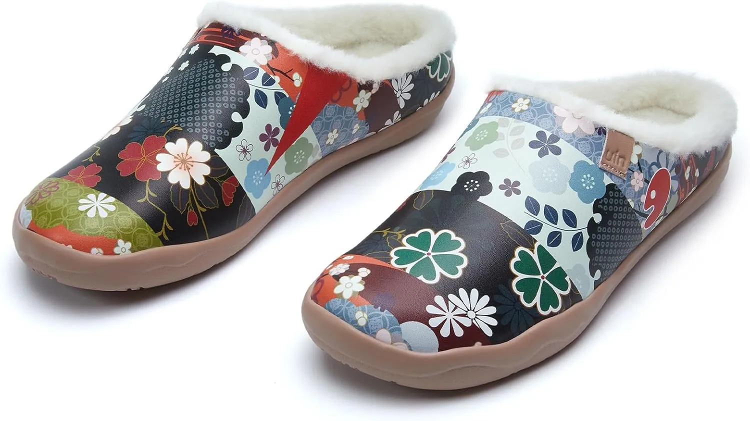 UIN Women's Mules Fashion Comfort Travel Art Painted Chunky Shoes Wide Toe Casual Household Slippers Slip On Loafers