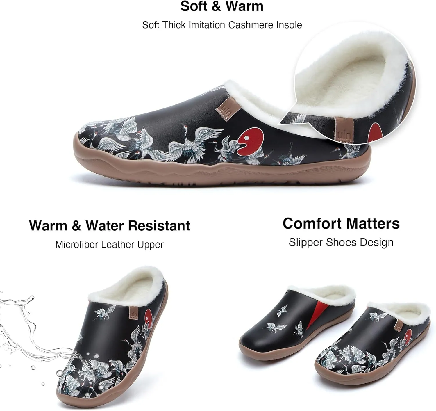 UIN Women's Mules Fashion Comfort Travel Art Painted Chunky Shoes Wide Toe Casual Household Slippers Slip On Loafers