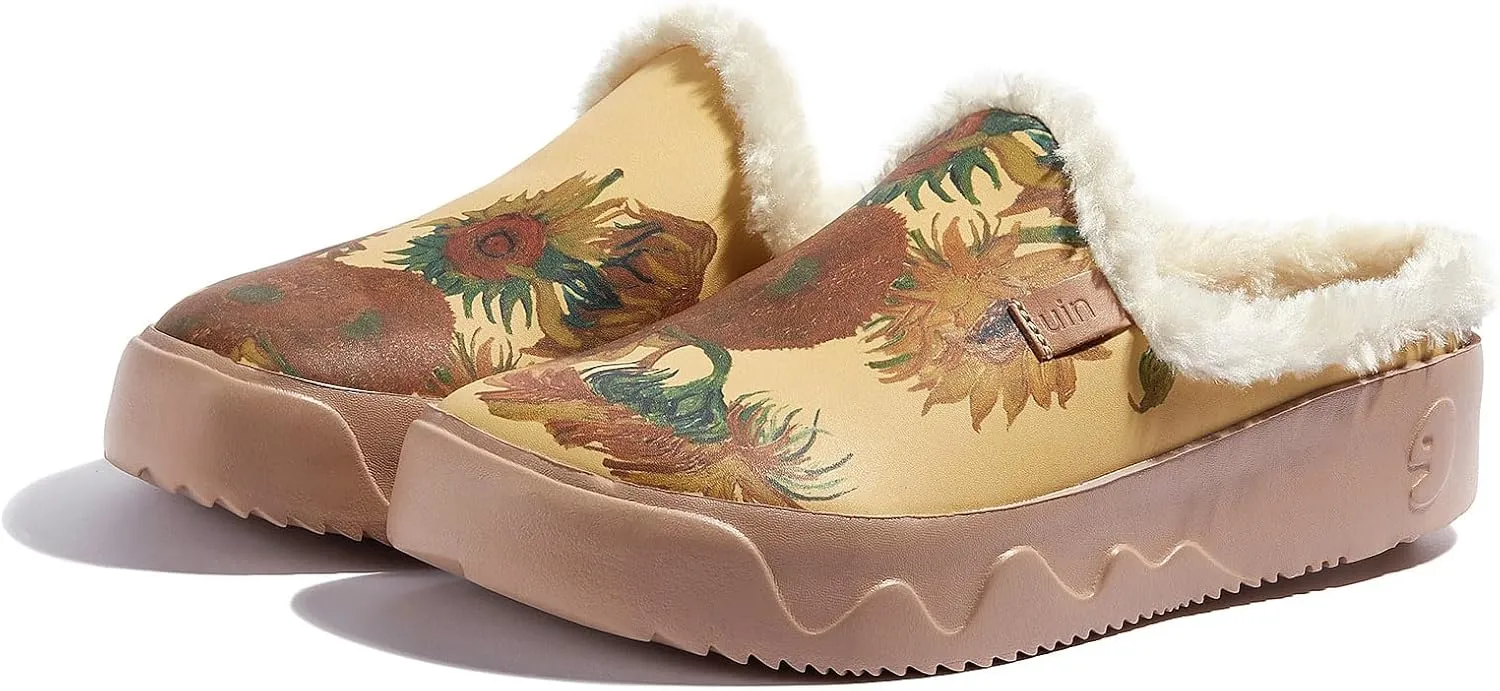 UIN Women's Mules Fashion Comfort Travel Art Painted Chunky Shoes Wide Toe Casual Household Slippers Slip On Loafers