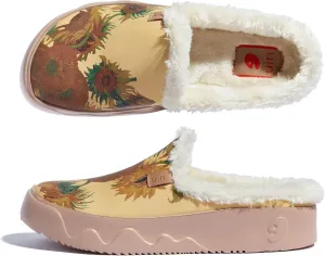 UIN Women's Mules Fashion Comfort Travel Art Painted Chunky Shoes Wide Toe Casual Household Slippers Slip On Loafers