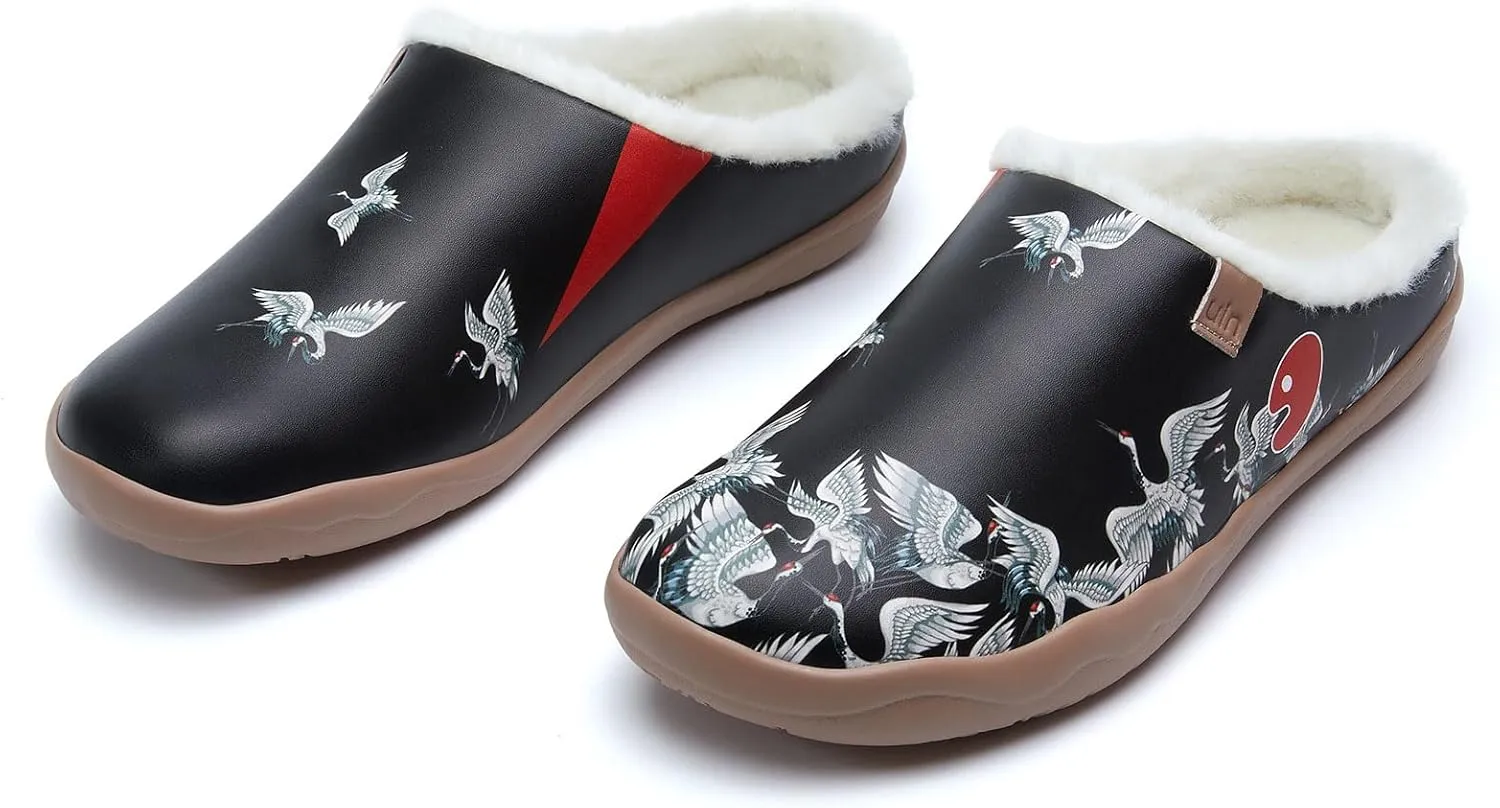 UIN Women's Mules Fashion Comfort Travel Art Painted Chunky Shoes Wide Toe Casual Household Slippers Slip On Loafers