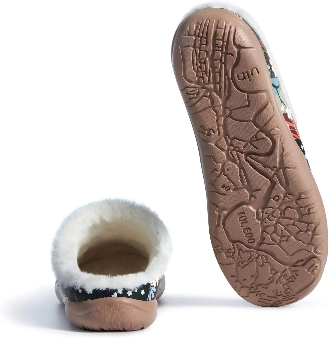 UIN Women's Mules Fashion Comfort Travel Art Painted Chunky Shoes Wide Toe Casual Household Slippers Slip On Loafers