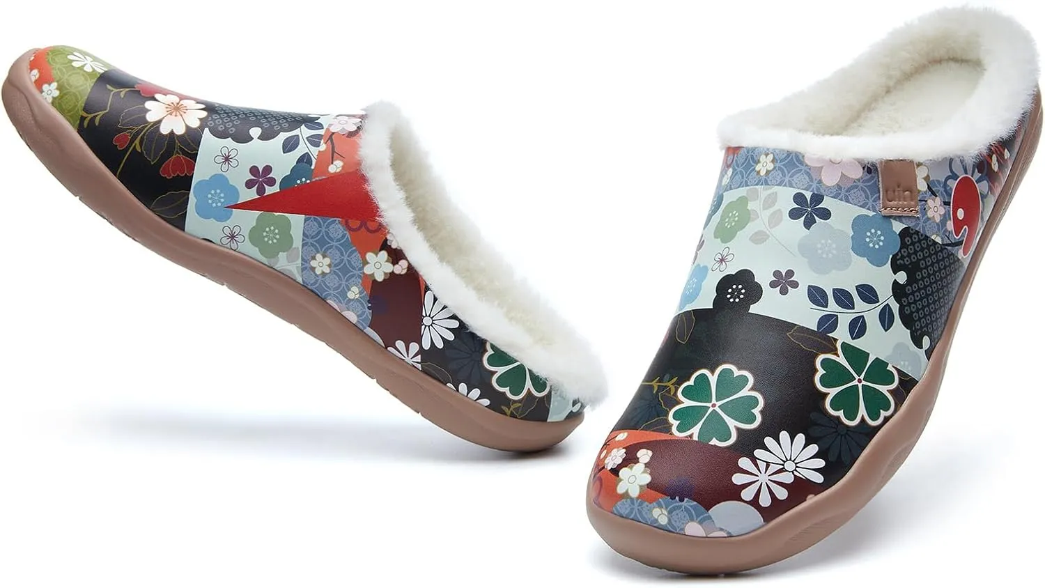 UIN Women's Mules Fashion Comfort Travel Art Painted Chunky Shoes Wide Toe Casual Household Slippers Slip On Loafers