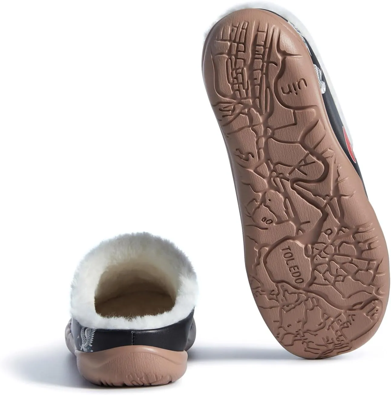 UIN Women's Mules Fashion Comfort Travel Art Painted Chunky Shoes Wide Toe Casual Household Slippers Slip On Loafers