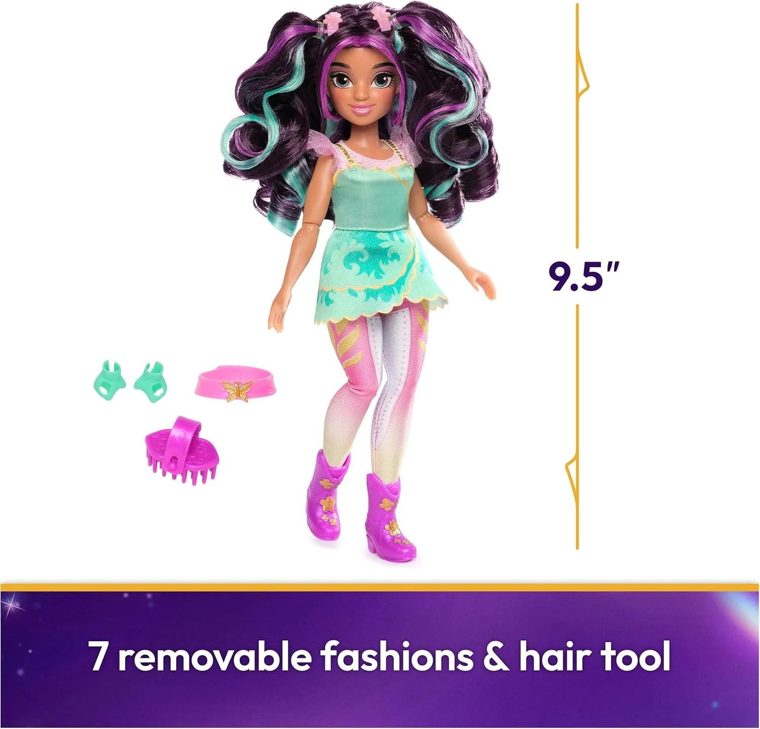 Unicorn Academy, Ava Doll with 7 Accessories, 9.5”, Dolls & Unicorn Toys for Girls Ages 4 and up