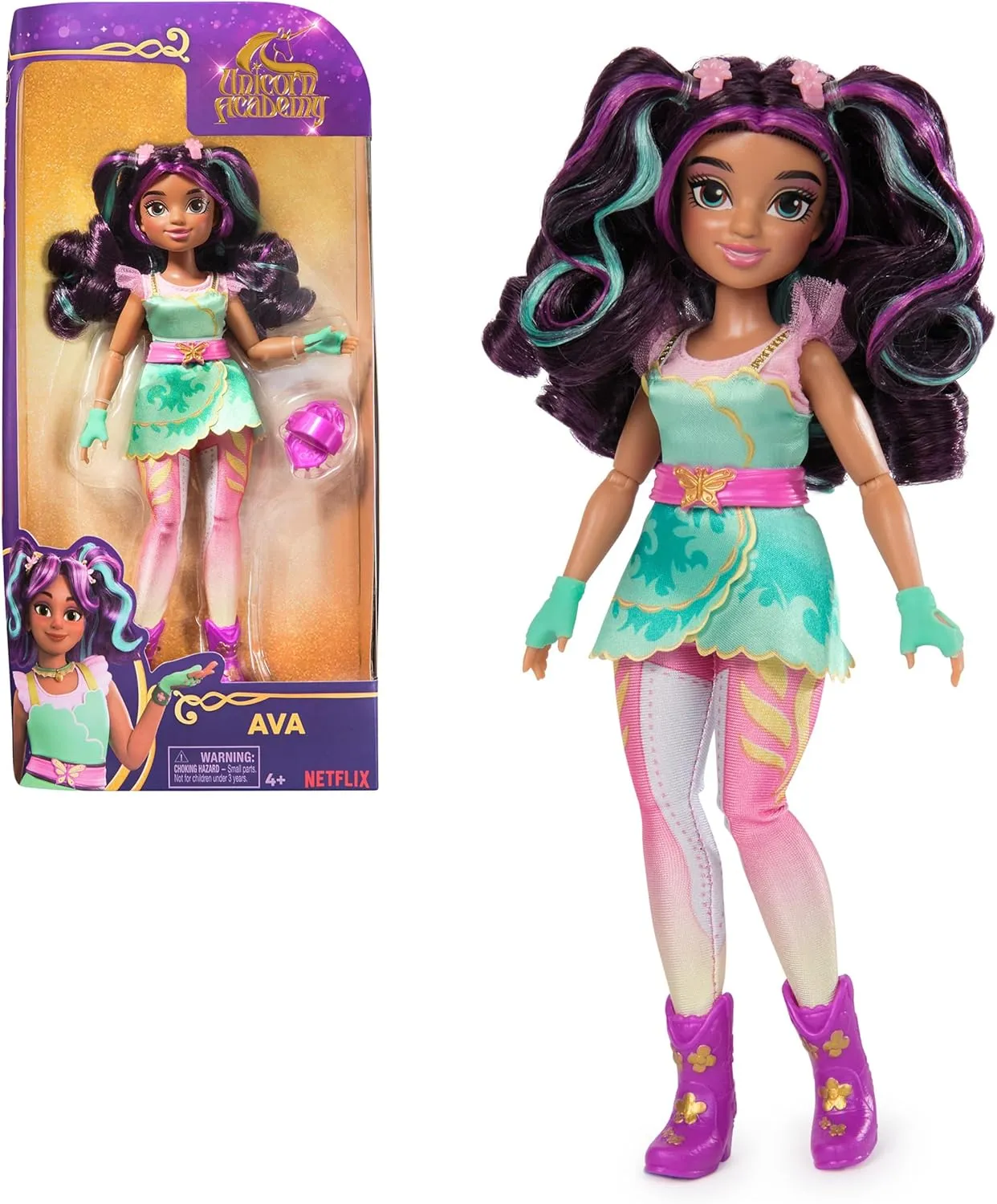 Unicorn Academy, Ava Doll with 7 Accessories, 9.5”, Dolls & Unicorn Toys for Girls Ages 4 and up