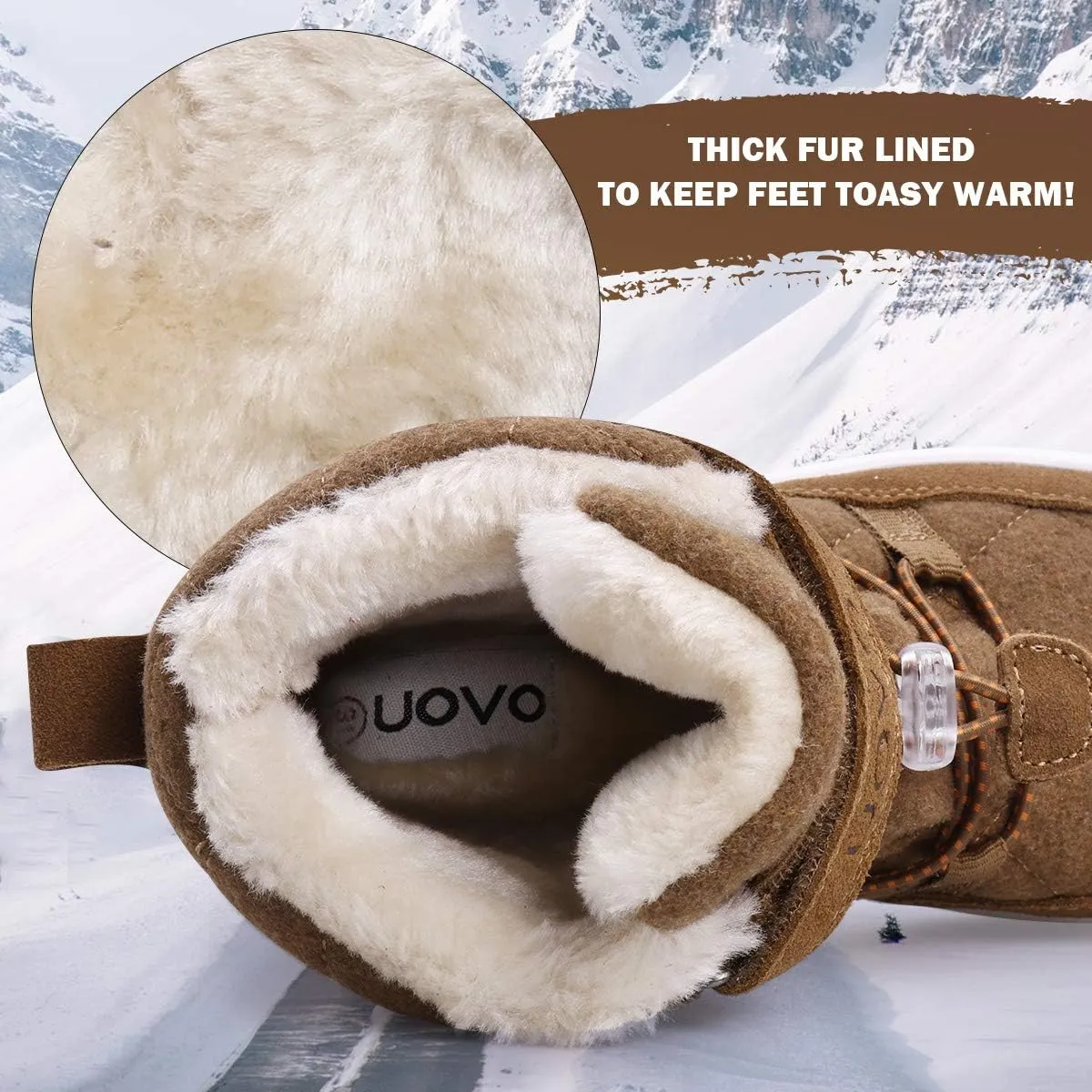 UOVO Boys Winter Snow Boots - Waterproof, Warm, Slip Resistant Outdoor Boots for Kids (Little/Big Boys)
