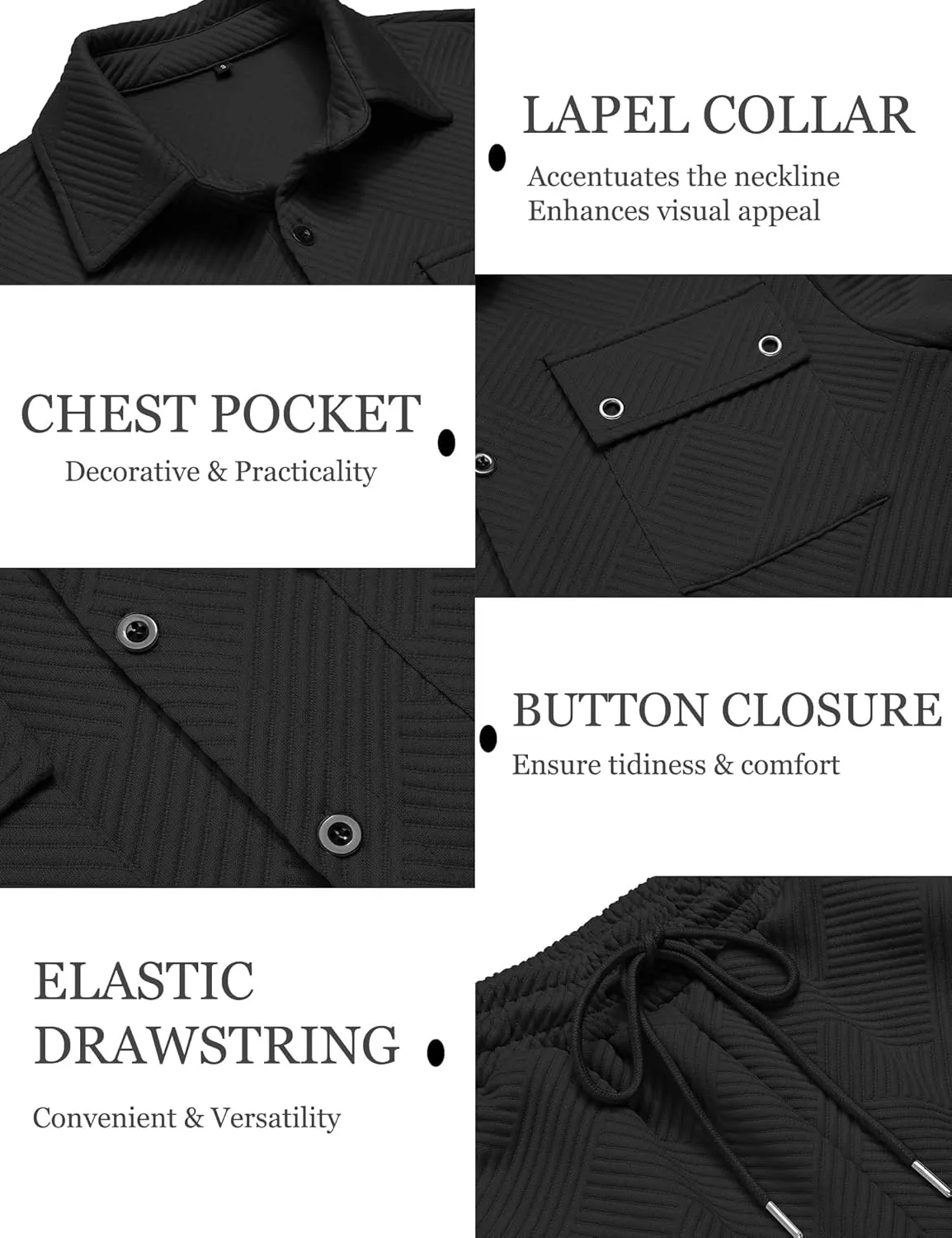 URRU Men's 2 Piece Outfits Summer Short Sets Casual Short Sleeve Button Up Shirt and Short Set