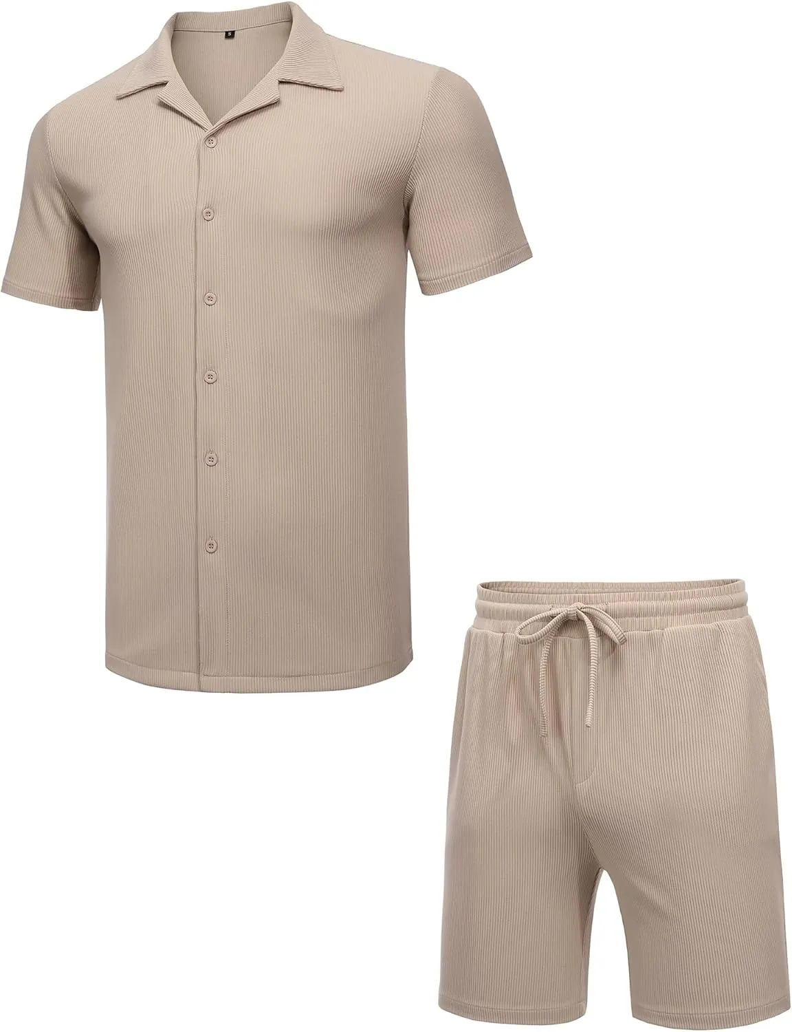 URRU Men's Shirt and Shorts Set Short Sleeve Casual Button Down 2 Piece Summer Outfits