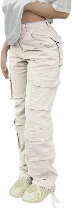 Viatabuna High Waisted Cargo Pants for Women Baggy Y2k Straight Wide Leg Pants with Pockets Streetwear