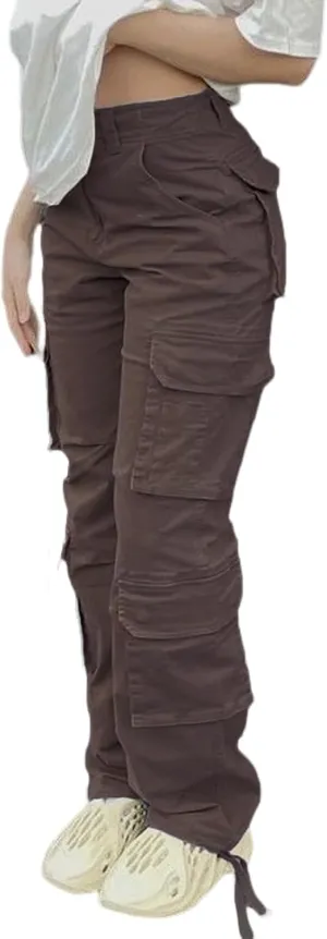 Viatabuna High Waisted Cargo Pants for Women Baggy Y2k Straight Wide Leg Pants with Pockets Streetwear